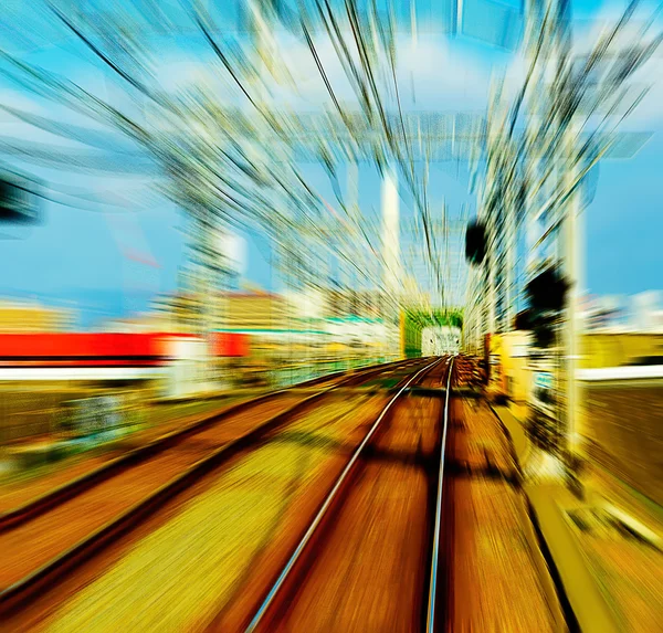 Eisenbahn: ein Gleis oder eine Reihe von Gleisen aus Stahlschienen — Stockfoto