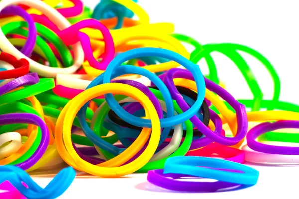 Close up of colorful elastic loom bands color full — Stock Photo, Image