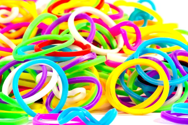 Close up of colorful elastic loom bands color full — Stock Photo, Image