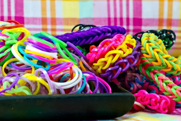Colorful Rainbow loom bracelet rubber bands fashion — Stock Photo, Image