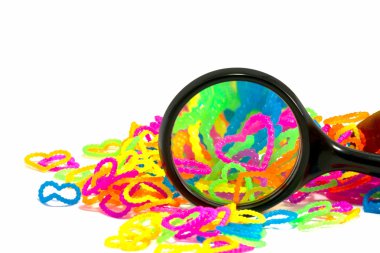 close up renk tam elastik aşk kalp şekli tezgah rainb bantları