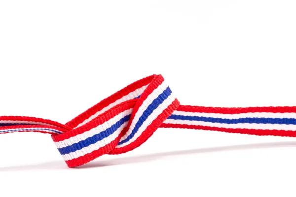 Thai flag ribbon pattern on white background  and blank area — Stock Photo, Image