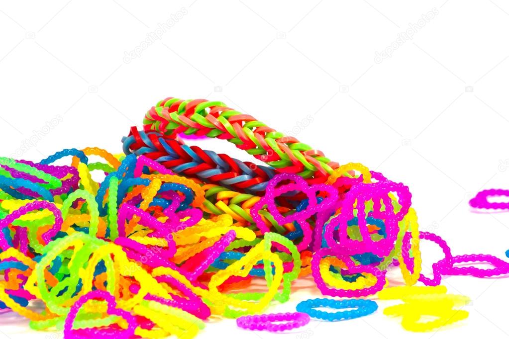 Colorful Rainbow loom bracelet rubber bands fashion close up wit Stock  Photo by ©nitimongkolchai 53955157