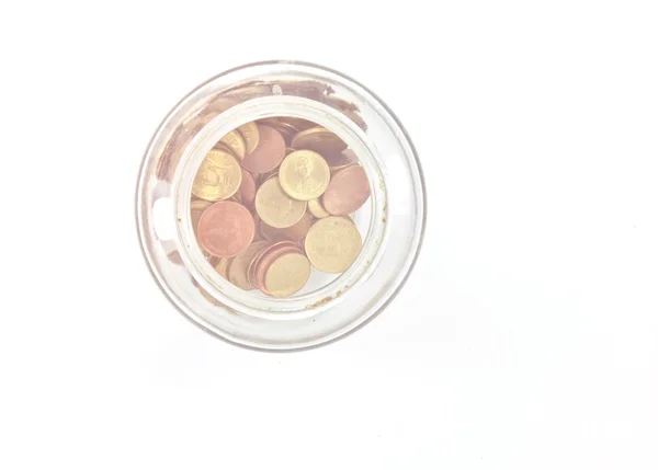 Koncepcja pieniądza, monety w butelce — Zdjęcie stockowe
