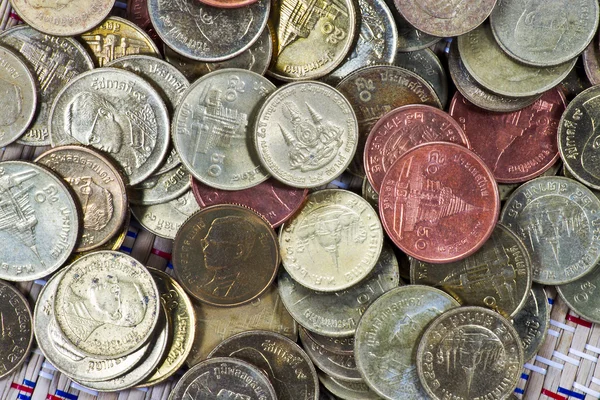 Stack of Thai  coin on the table — Stock Photo, Image