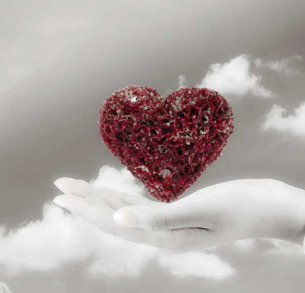 Hart onhand.heart op de palm - symbool van de liefde — Stockfoto