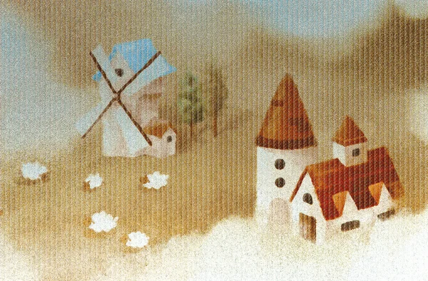 Dipinti modellati di piccole case . — Foto Stock