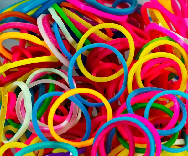 Close up of colorful elastic loom bands color full — Stock Photo, Image