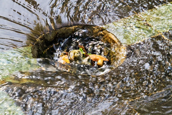 Agua que sale de la tubería Difundir en el suelo de hormigón — Foto de Stock