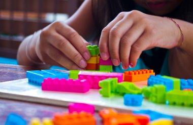 El plastik blok oyuncak toplandı. 