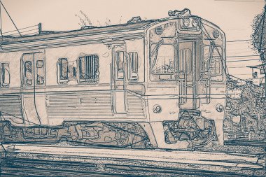 Tren Vintage kağıt üzerine çizim el