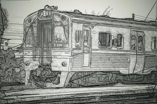 Dibujo a mano sobre papel vintage de tren — Foto de Stock