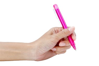 Beyaz arka plan üzerinde izole kalem ile el