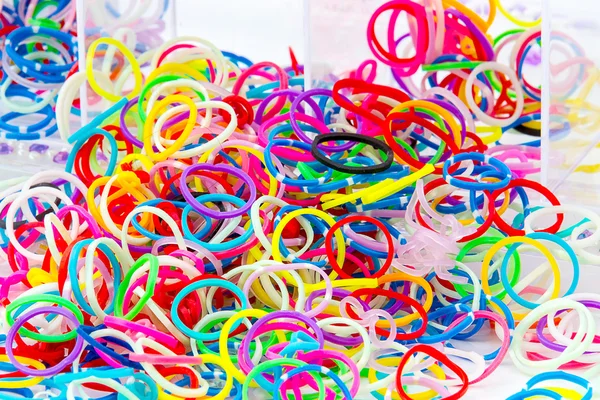 Close up of colorful elastic loom bands color full on the table — Stock Photo, Image