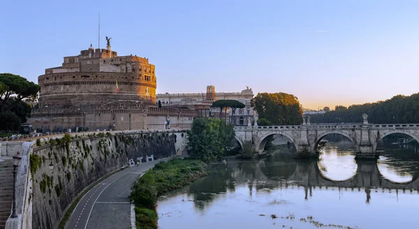 Twilight Utsikt Över Castel Sant Angelo Med Tiber Framför — Stockfoto