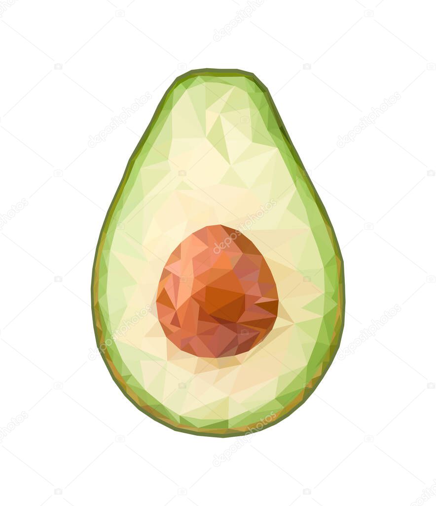Polygonal half an avocado vector illustration