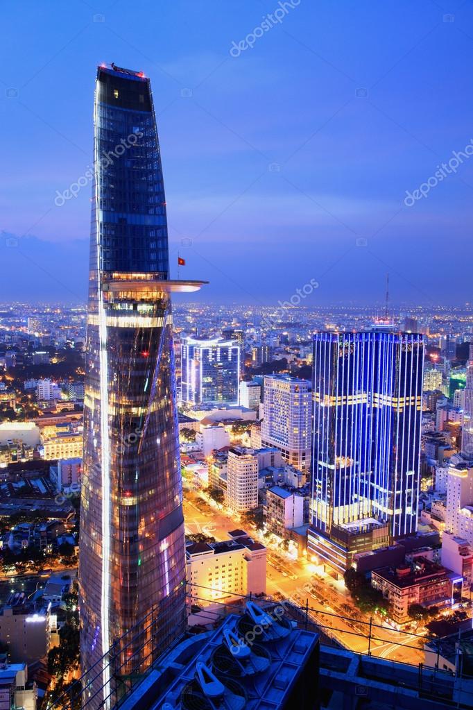 Ho Chi Minh city on 11 July 2015 Beautiful night view of Ho Chi Minh cityscape SaiGon, VietNam