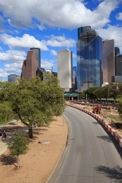 Houston Texas Skyline con grattacieli moderni e vista cielo blu — Foto Stock