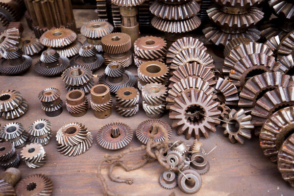 Cogwheel, screw heads, gears, textures and other metal details