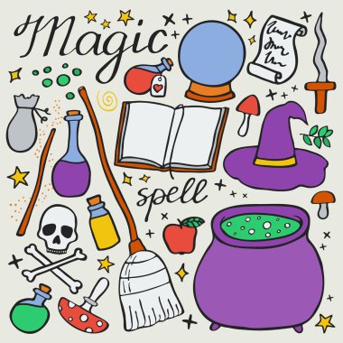 Magic set. Vector illustration