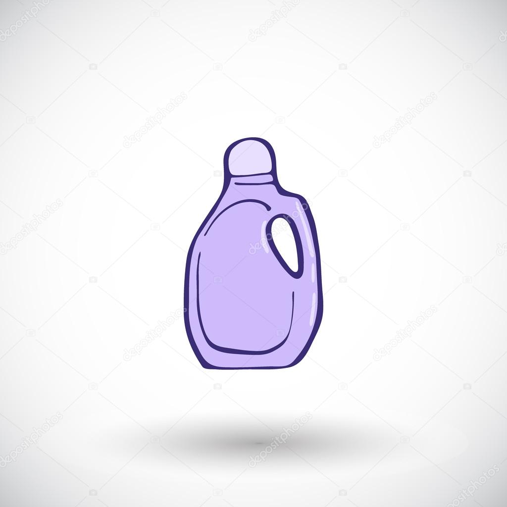 Plastic bottles of cleaning product. Handdrawn cartoon householding