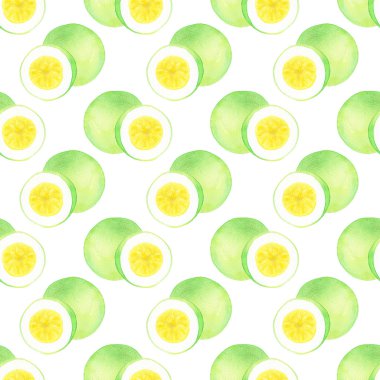 Tutku meyve veya maracuya. Meyve ile dikişsiz desen - passionfruit. Gerçek suluboya çizim.