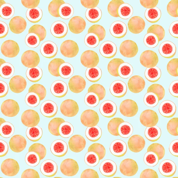 Grapefruit. Seamless pattern with hand-drawn citrus.  Real watercolor drawing. — Stock fotografie