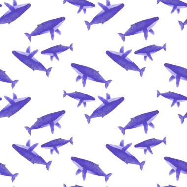 Humback balinası. Dikişsiz suluboya deseni