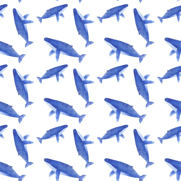 Humback whale. Seamless watercolor pattern — Stock Photo, Image