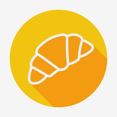 uzun gölge ile tek düz stil kruvasan simgesi.