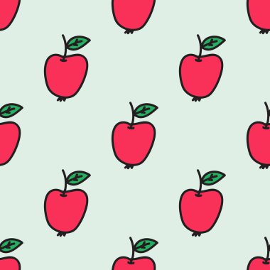 Apple ile Seamless modeli. Vektör çizim. Çizilmiş arka plan. 