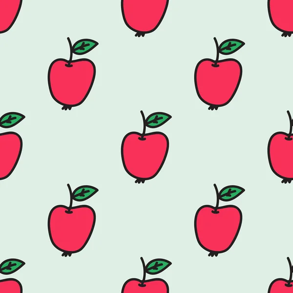 Seamless pattern with apple. Vector illustration. Hand-drawn background. — Stock Vector