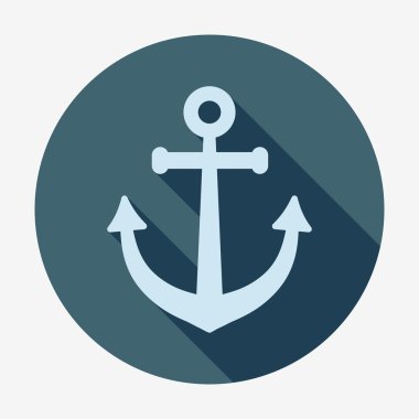 Tutturucu simgesiyle uzun gölge. Korsanlar ve deniz. Düz tasarım stili modern vektör çizim. Şık renk arka plan üzerinde izole. Düz uzun gölge simgesi kare. Düz tasarım öğeleri.