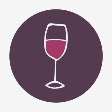 Cam şarap simgesinin çizilmiş. Vektör çizim, üzerinde arka izole. Herhangi bir arka plan için kolay Yapıştır