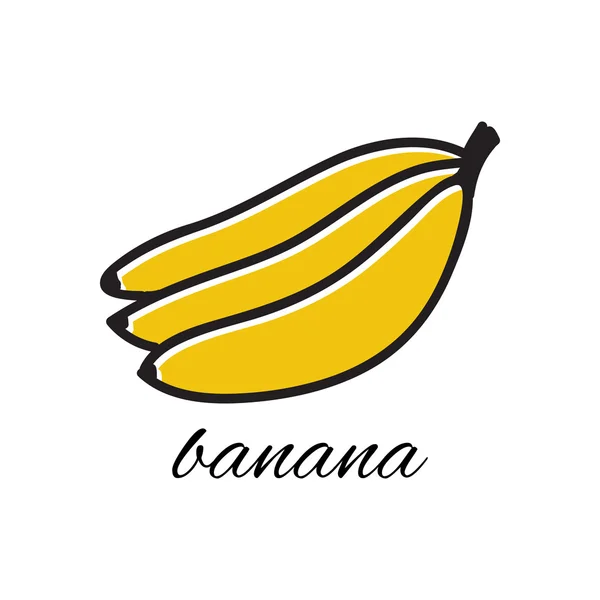 Ilustración vectorial. Doodle banana. Objeto dibujado a mano aislado sobre fondo blanco. Pegado fácil a cualquier fondo — Archivo Imágenes Vectoriales