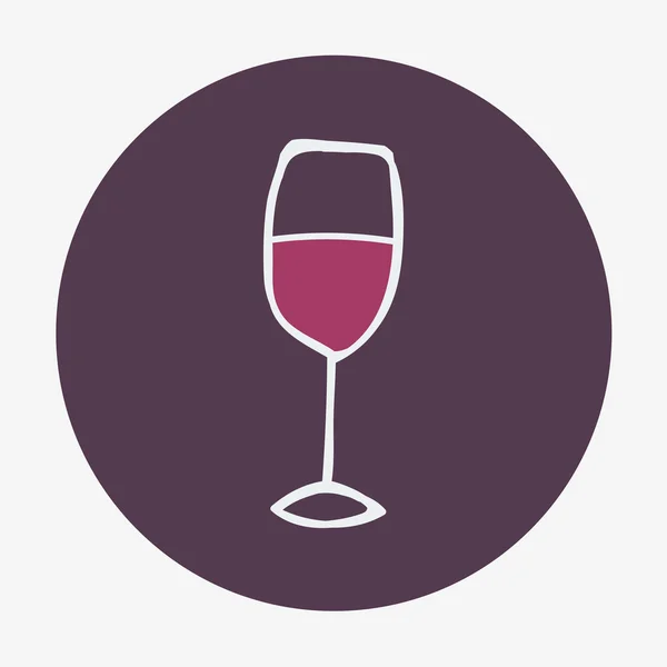 Hand-drawn glass of wine icon. Vector illustration, isolated on the background. Easy paste to any background — Stock Vector