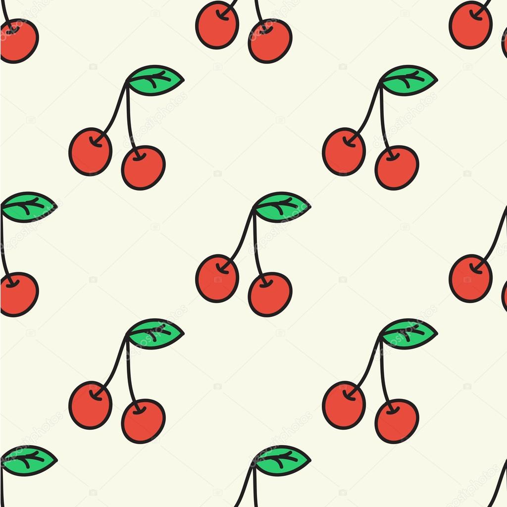 Seamless pattern with cherry. Vector illustration.