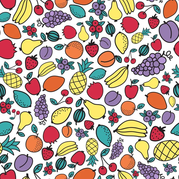 Seamless pattern with different fruits. Vector illustration — Stock Vector