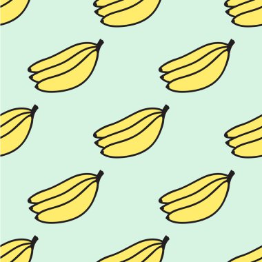 Seamless modeli çizilmiş muz ile. Vektör çizim.