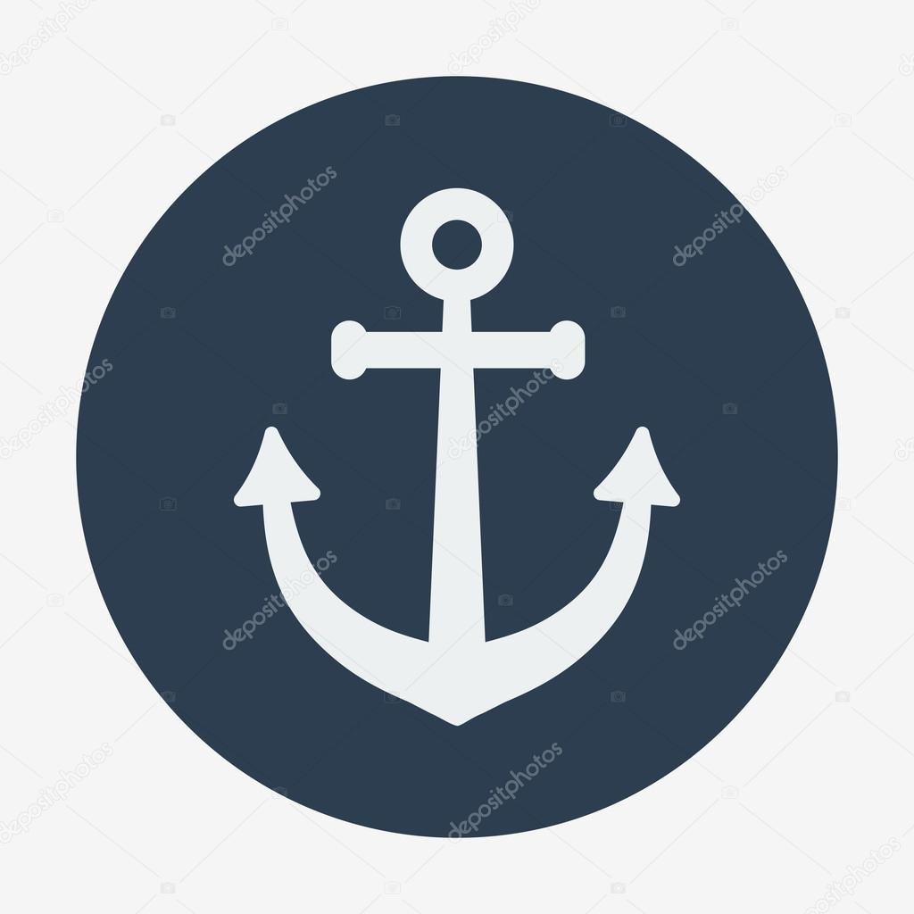 Pirate or sea icon, anchor. Flat design vector illustration.