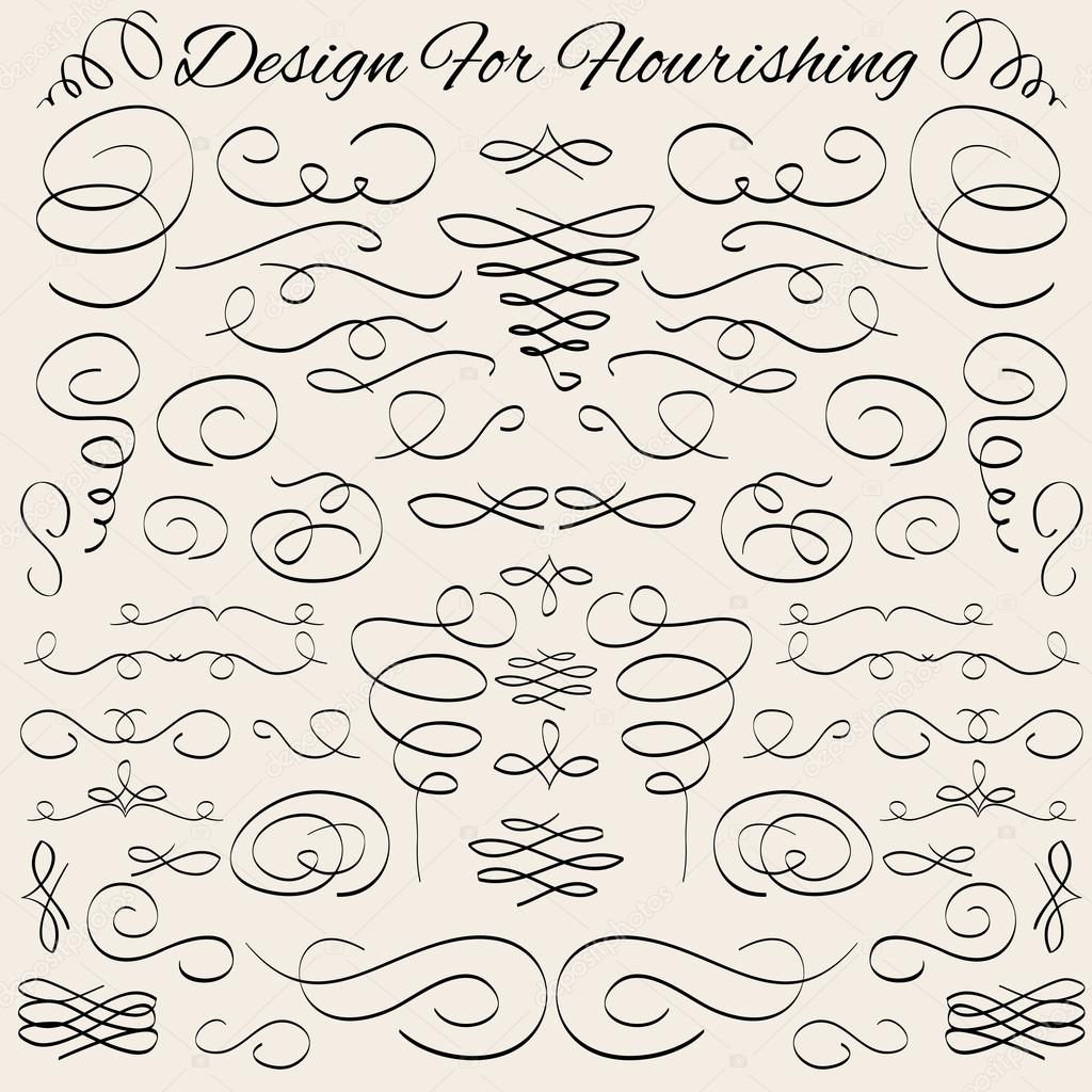 Vector design elements. Hand-drawn flourishes. Typographic and calligraphic.