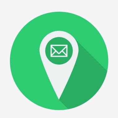 düz stil coğrafi etiketi simgesi ile uzun gölge, vektör çizim.