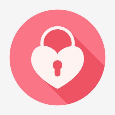 Tek düz kalp asma kilit simgesi. Vektör çizim.