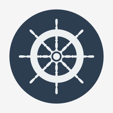 Korsan simgesi, gemi dümen. Düz tasarlamak vektör.