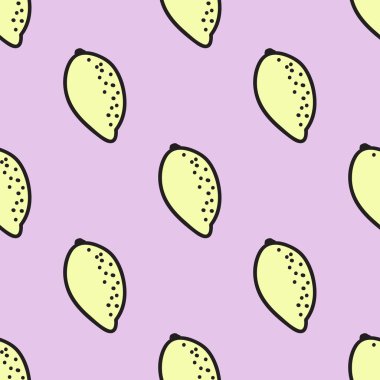 Seamless modeli çizilmiş limonlu. Vektör çizim.