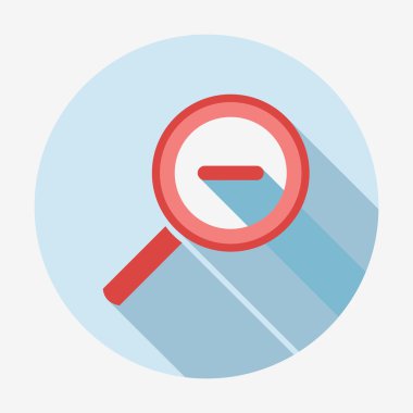 Tek düz büyüteç simgesini uzun gölge ile. Vektör çizim