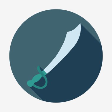 Korsan simgesi, kılıcı. Düz tasarlamak vektör.