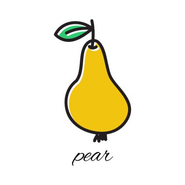 El doodle tarzı çizilmiş armut. Vektör çizim.