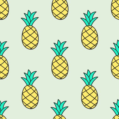 Seamless modeli çizilmiş ananas ile. Vektör çizim.