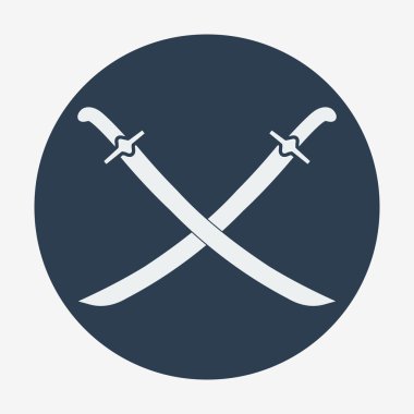 Korsan simgesi, iki kılıç geçti. Düz tasarlamak vektör.